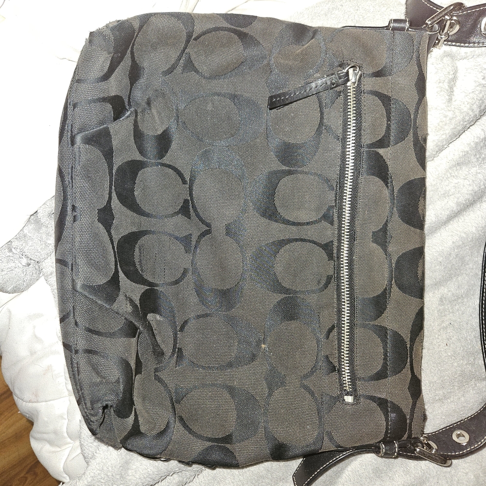 Coach Signature Black and Gray Messenger Bag